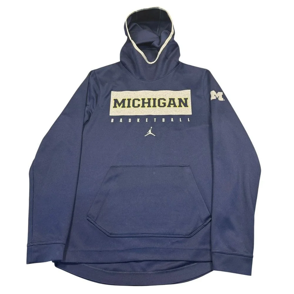 Michigan‎ Jordan Hoodie Men's Medium Wolverines Football Navy Tech Sweatshirt